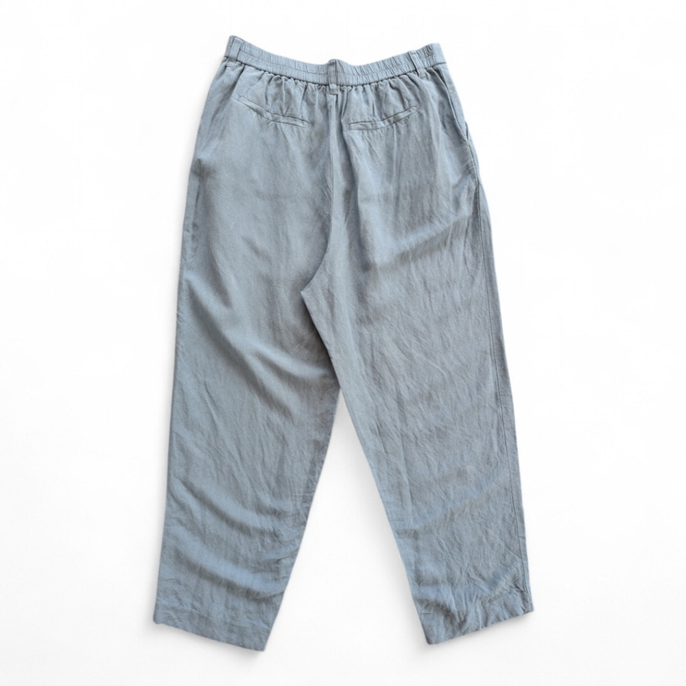 Madewell Pleated Linen Blend High Waist Tailored Tapered Pant Sz 8 in Ocean - Picture 6 of 13